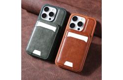 China Custom Logo Leather Phone Case With Magsafe Wallet Stand Card Holder supplier