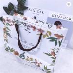 Matt Laminated Gusset Paper Bag Packaging Art Paper Luxury Gift Bags With Flower for sale