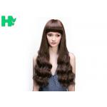 Natural Looking Young Girl Wave Brown Wig With Bangs 26 Inch Length for sale