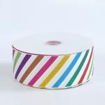 Colorful Striped Grosgrain Ribbon Single Face Type Customized Width for sale