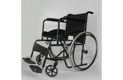 China Elderly Care Folding Steel Wheelchair With Solid Castor And Rear Wheel supplier