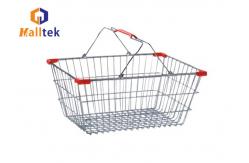 China 28L Chrome Plated Iron Wire Mesh Shopping Baskets With Handles supplier