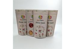China Customized Resealable Cr Sativa / Indica Kraft Paper Pla Bag Tweed Leaf Mylar Bags supplier