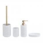 Polyresin bathroom accessories set with a vintage pattern hand soap bottle toothbrush tumbler  for sale