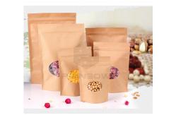 China Stand Up k Kraft Customized Paper Bags With Polyethylene And Clear Window supplier