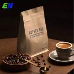 Eco Friendly Kraft Paper Box Bottom Packaging Pouch Coffee Bags With Valve and Zipper for sale