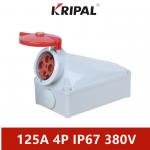 125A IP67 Waterproof Industrial Wall Mounted Socket 4 Pole 380V for sale