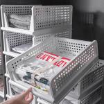 Gray 43x33cm Plastic Storage Boxes For Clothes Stackable Bin Storage