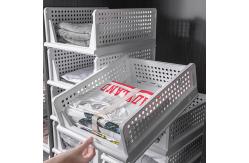 China Gray 43x33cm Plastic Storage Boxes For Clothes Stackable Bin Storage supplier
