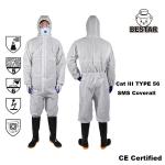 Tape Seam Disposable Painters Coveralls Disposable Protective Suit Cat III Type 5/6 SMS for sale