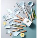 Rustless Non Toxic Wooden Cooking Utensils , Odorless Silicone Wood Utensil Set for sale