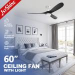 Dimmable Led Ceiling Fan With Led Light Black Solid Wood Blade Dc Motor for sale