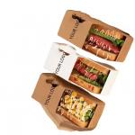 Customized Biodegradable Kraft Paper Boxes for Hot Dog, Burger & Egg Sandwich