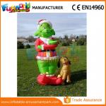 Mini Oxford cloth Green Airblown Inflatable Grinch Inflatable Christmas Grinch With Dog for sale