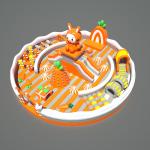 Round Circle Rabit Inflatable Castle (Orange & White & Yellow ) for sale