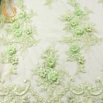 Creative Handmade Lace Fabric Beaded 3D Embroidery Bridal Lace Appliques for sale