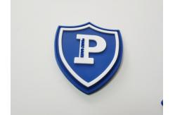 China Silicone Rubber Clothing Main Label , Black 3D Effect Sew On Logo Patches supplier