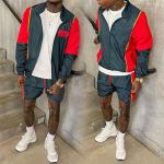 Custom Logo Embroidery Thin Two Piece Joggers Suits Nylon Polyester Windbreaker  Zipper Jacket Tracksuit Short Sets for Men for sale