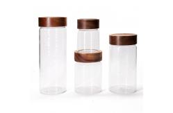 China Kitchen Food Canisters High Borosilicate Glass Jars With Acacia Screw Lid supplier