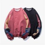 Retro Crew Neck Contrast Color Oversized Pullover Sweatshirt Without Hood for sale