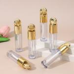Round Design Head Cap Plastic Lip Glaze Tube With Brush 4.5ml Gold