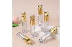 China Round Design Head Cap Plastic Lip Glaze Tube With Brush 4.5ml Gold supplier