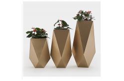 China 110cm Tall Paint Process Polygon Stainless Steel Planter For Flower supplier