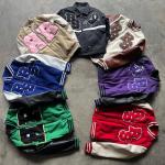 Chenille Embroidery Leather Sleeve Mens Bomber Varsity Jacket Breathable for sale