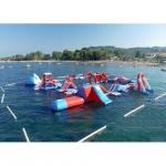 Red and Blue Inflatable Aqua Park , 0.9mm PVC Tarpaulin Inflatable Sports Park for sale