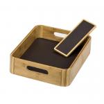 Eco Friendly Rectangular Bamboo Valet Tray Shoe Baseket For Guestroom for sale