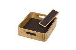 China Eco Friendly Rectangular Bamboo Valet Tray Shoe Baseket For Guestroom supplier