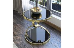 China Round SS Steel Surface Marble Sofa End Table For Sophisticated Spaces supplier