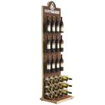 Customized Free Standing Wine Display Stand Wine Rack Wood Storage Wooden Display Shelf For Bar for sale