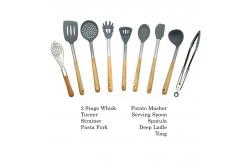 China Wood Handle Kitchen Spatula Set , Spatula Kitchen Utensils Holiday Use supplier