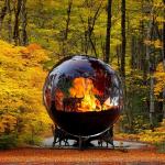 600mm Garden Fire Ball Sphere Corten Steel wood burning Outdoor Fire Pits for sale