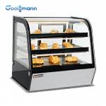Curved Front Counter Top Cake Display Fridge , Tempered Glass Dessert Display Cooler for sale