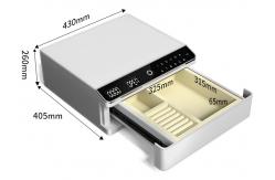China Leather-Covered Small Jewelry Safe Box with Auto Pop-up & Metal Sliding Rail supplier