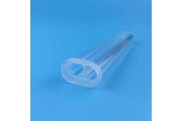 Laser Spare Parts Frosted Stepped Quartz Flow Cell Transparent Ellipse Shape Double Hole