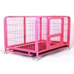 Pink Color Metal Wire Mesh Collapsible Dog Crate Kennel Cage Can Customized for sale