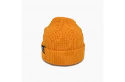 China Custom Yellow Knit Beanie Hats 58CM For Winter Unisex Adult supplier