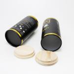 Tea Paper Cans Packaging Black Label Wooden Lid Foil Layer Inside for sale