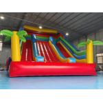 New Design Tarpaulin Fireproof Commercial Inflatable High Slide Palm Theme Giant Inflatable Slide Castle For Kids And Ad for sale