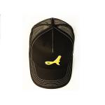 Custom Unisex 5 Panel Trucker Cap Hat , Customized Black 3D Embroidery Mesh Hat