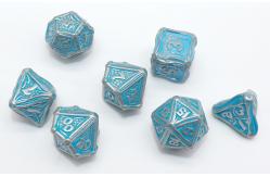 China Hand Made Blue Mini Polyhedral Dice Lightweight Metal Material supplier