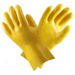 High Durability PVC Work Gloves , Yellow Color Waterproof Work Gloves for sale