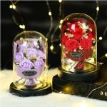 Valentine's Day gift for girlfriend practical creative soap rose glass cover ornaments advanced immortal flower birthday girl for sale