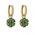Brass Jewelry Micro Pave 18k Gold Earrings Zircon Crystal Colored Diamond Flower Drop for sale