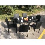 Stackable Chair Outdoor Rattan Dining Set KD Tabke With Black Glass for sale