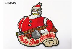 China Santa Claus Logo Iron On Embroidered Patches With Velcro Backing Eco - Friendly supplier