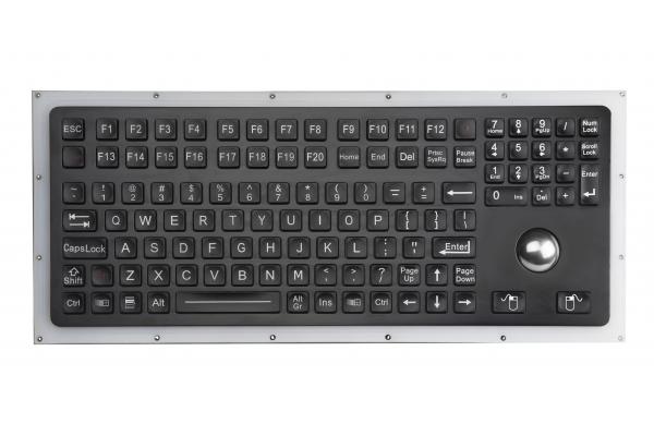 Durable Black Rear Panel Mount Ruggedized Keyboard Industrial Keyboard With Trackball